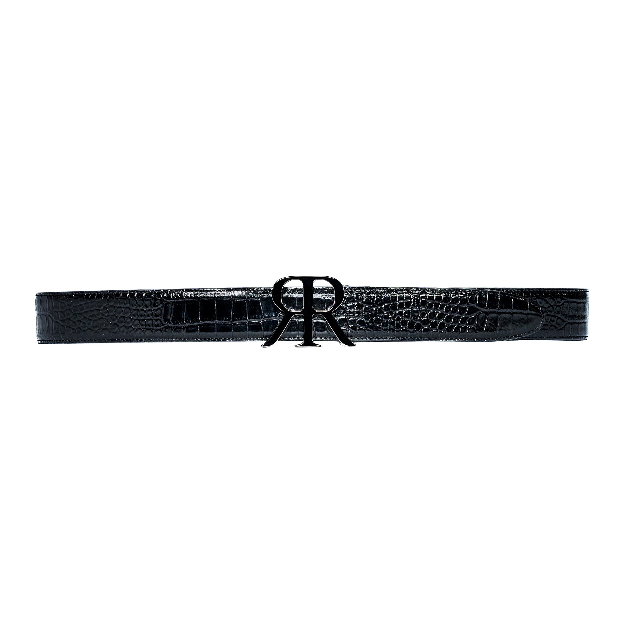 RR Icon belt in crocodile effect leather